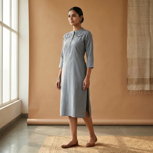 Blue_Denim_Plain_Light_Kurta_For_Women