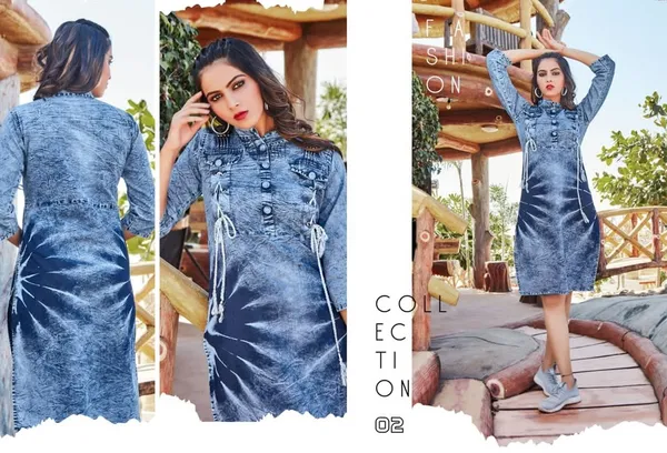 Blue_Denim_Two_Lace_Front_Kurta_For_Women