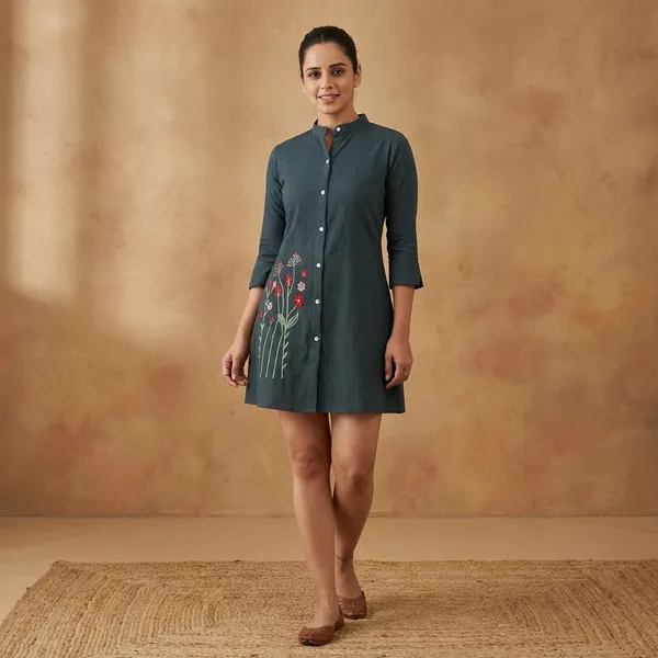 Black_Geogette_Long_Embroidery_Shirt_For_Women