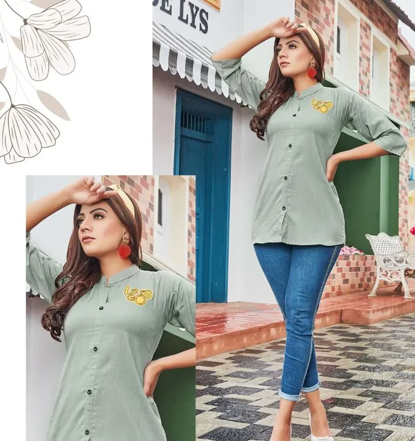 Grey_Rayon_Broach_Embroidery_Shirt_For_Women