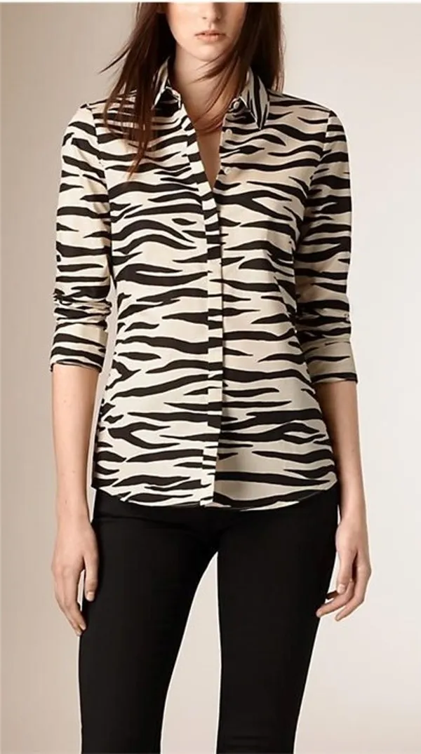 Tiger_Print_Crepe_Striped_Shirt_For_Women