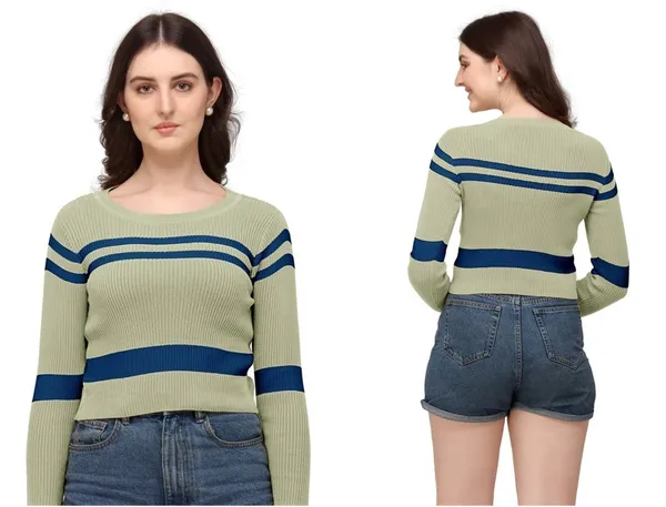 Green_Cotton_Wool_Stretchable_Crop_Top_For_Women