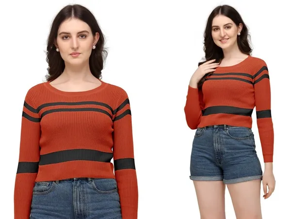Maroon_Cotton_Wool_Stretchable_Crop_Top_For_Women