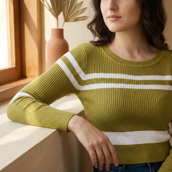 Olive_Cotton_Wool_Stretchable_Crop_Top_For_Women