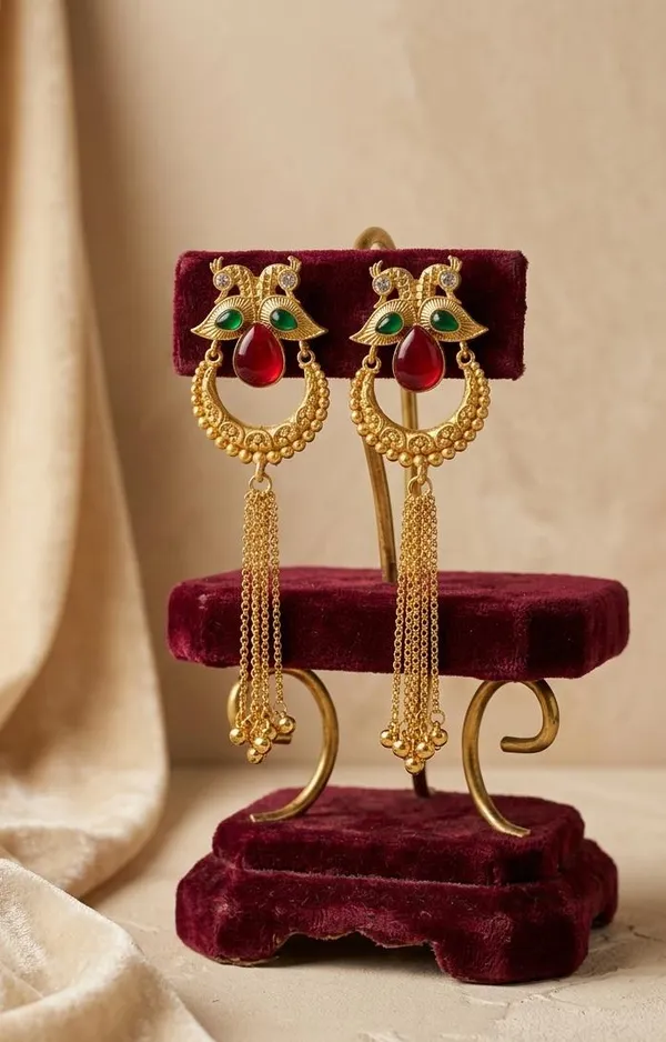 Peacock_with_Round_Shape_&_hanging_Kashmiri_Chains