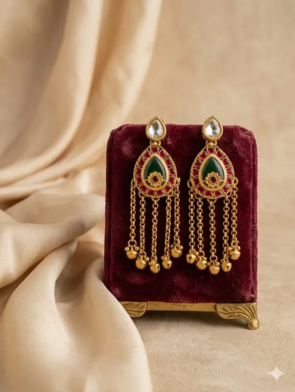 Rajwadi_Antique_Gold_Drop_Shape_with_hanging_Chains