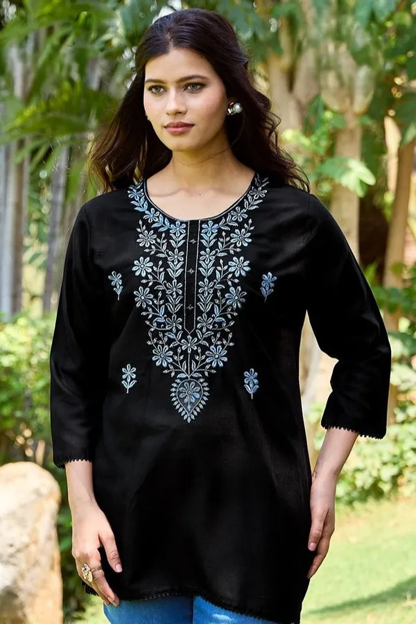 Black_Cotton_Branded_Short_Kurti_For_Women