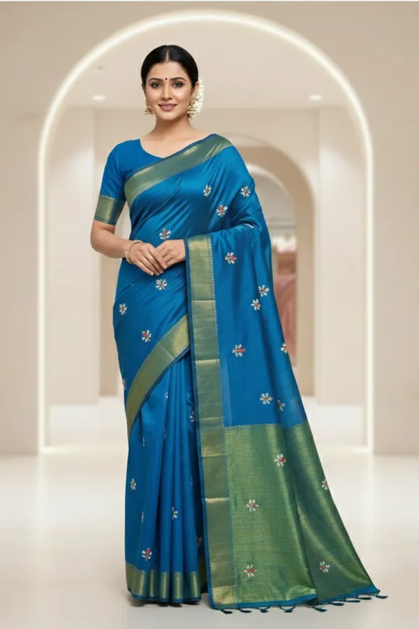 Blue_Prajakta_Floral_Cotton_Saree_For_Women