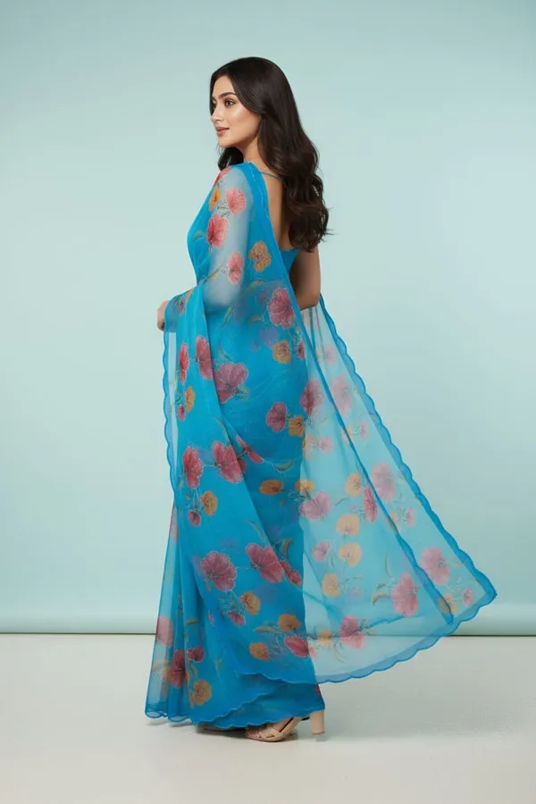 Elegant_Sky_Blue_Nimjari_Cotton_Saree_with_Floral_Print