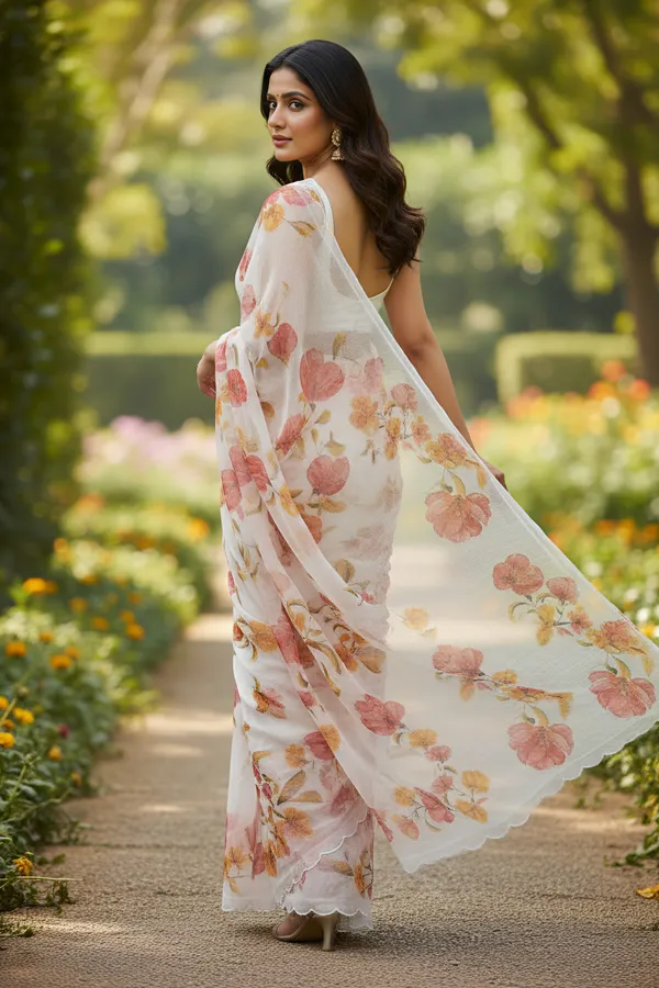 Elegant_White_Cotton_Nimjari_Saree_with_Floral_Print