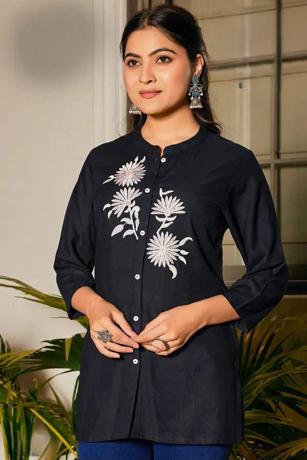 Black_Cotton_Branded_Short_Kurti_For_Women