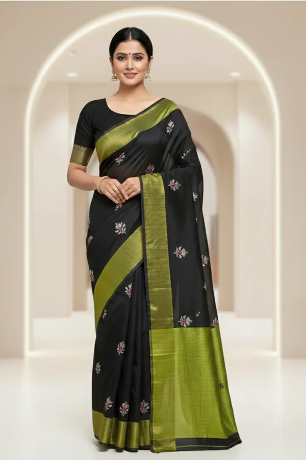 Black_Prajakta_Floral_Cotton_Saree_For_Women
