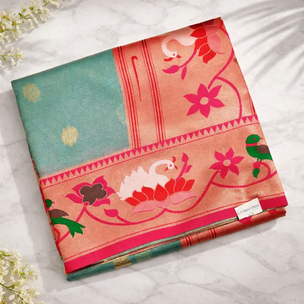 Olive_Green_Lotus_Paithani_Saree_For_Women