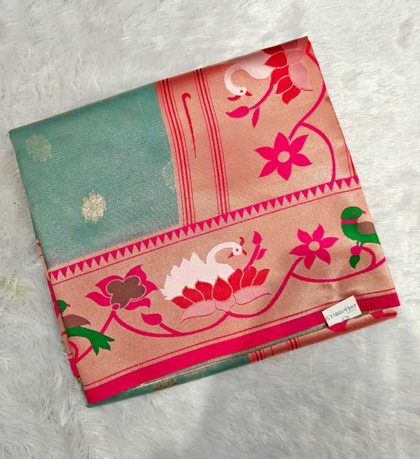 Olive_Green_Lotus_Paithani_Saree_For_Women