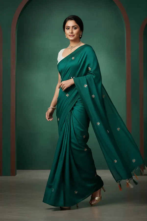 Peacock_Green_Prajakta_Floral_Saree_