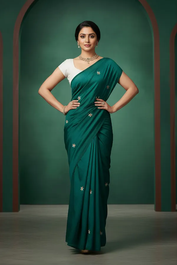 Peacock_Green_Prajakta_Floral_Saree_