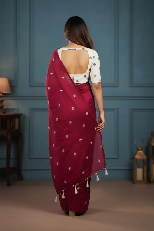 Ruby_Red_Prajakta_Floral_Saree_