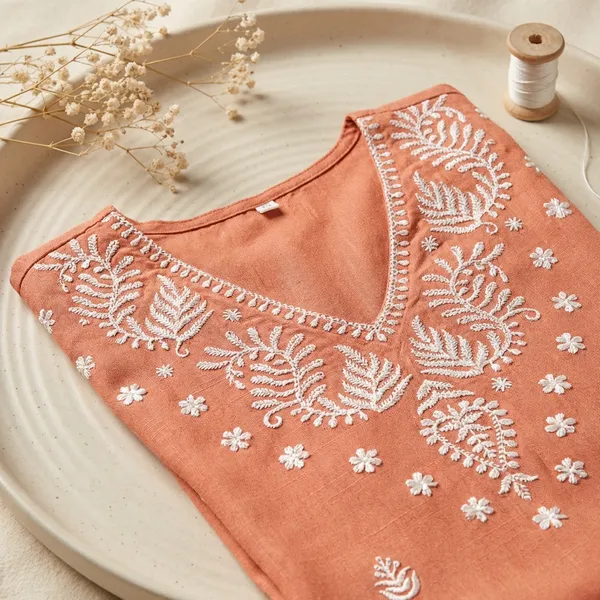 Peach_Cotton_Branded_Short_Kurti_For_Women