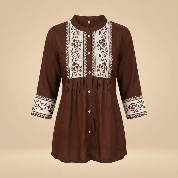 Brown_Cotton_Branded_Short_Kurti_For_Women