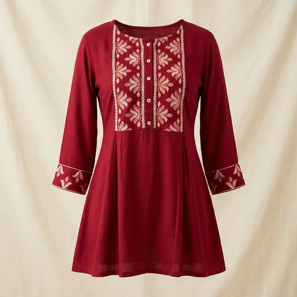 Red_Cotton_Branded_Short_Kurti_For_Women