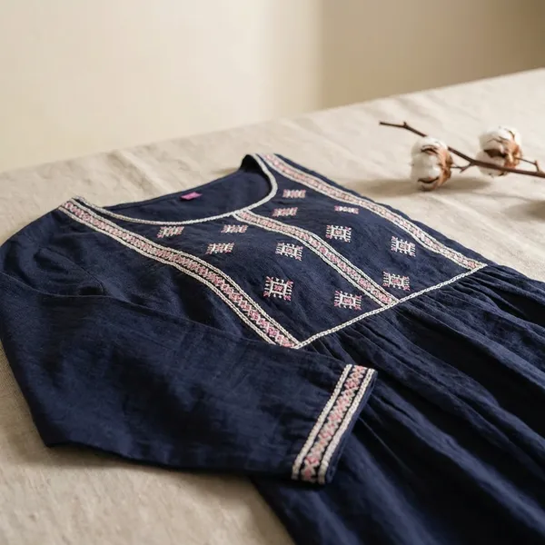 Navy_Blue_Cotton_Branded_Short_Kurti_For_Women