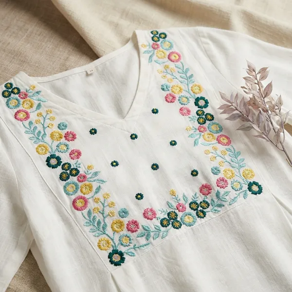 White_Cotton_Branded_Short_Kurti_For_Women