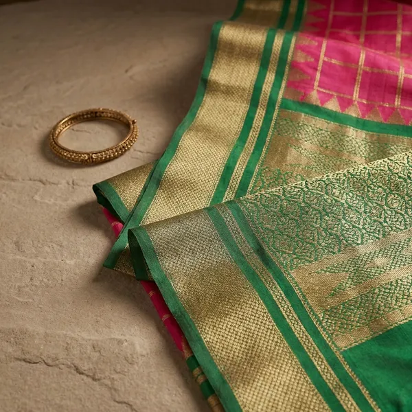 Pink_Pure_Irkal_Check_Saree_For_Women