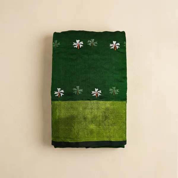 Dark_Green_Prajakta_Floral_Cotton_Saree_For_Women