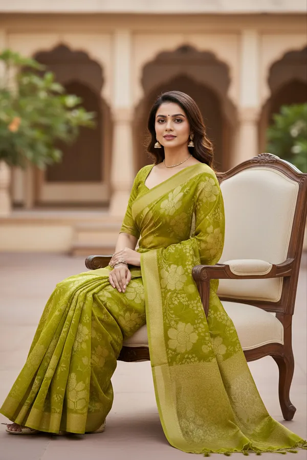 Soft_Lime_Yellow_Silk_Saree_with_Floral_Weave_and_Zari_Border
