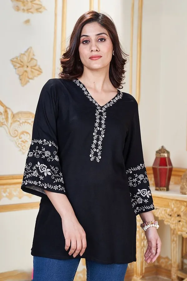 Black_Cotton_Branded_Short_Kurti_For_Women