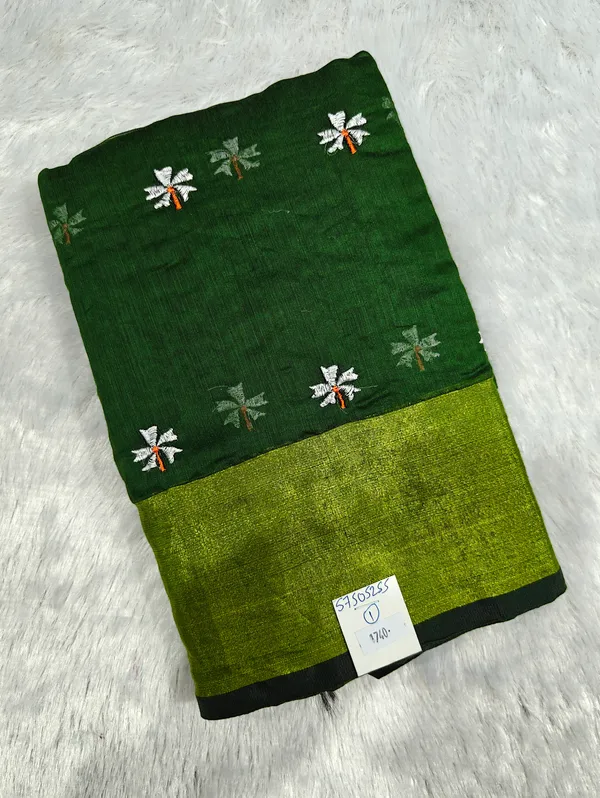 Dark_Green_Prajakta_Floral_Cotton_Saree_For_Women