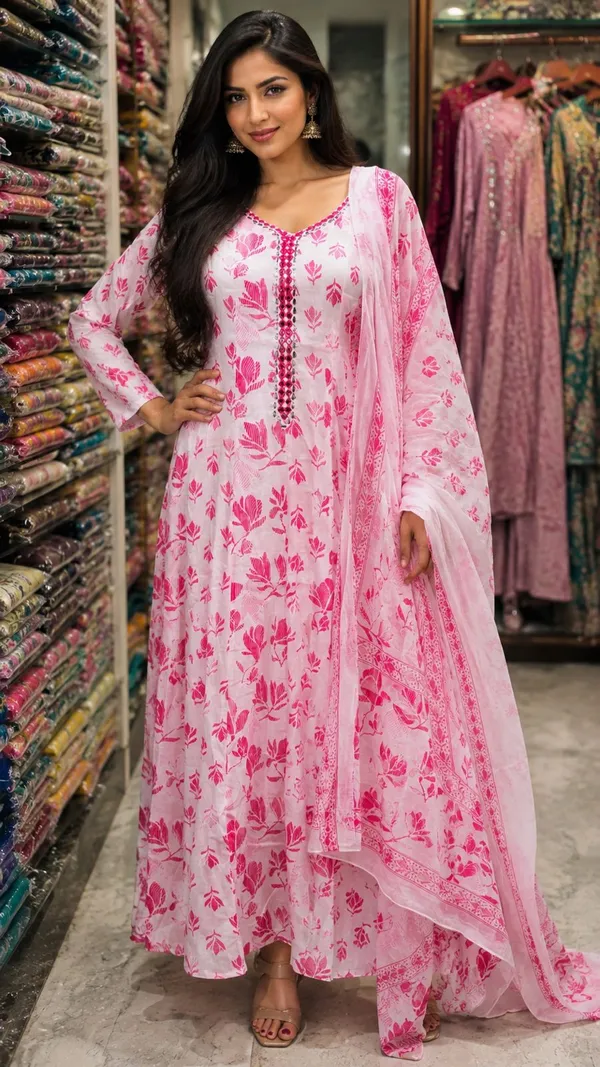Beby_Pink_Anarkali_Pure_Cotton_Dress_