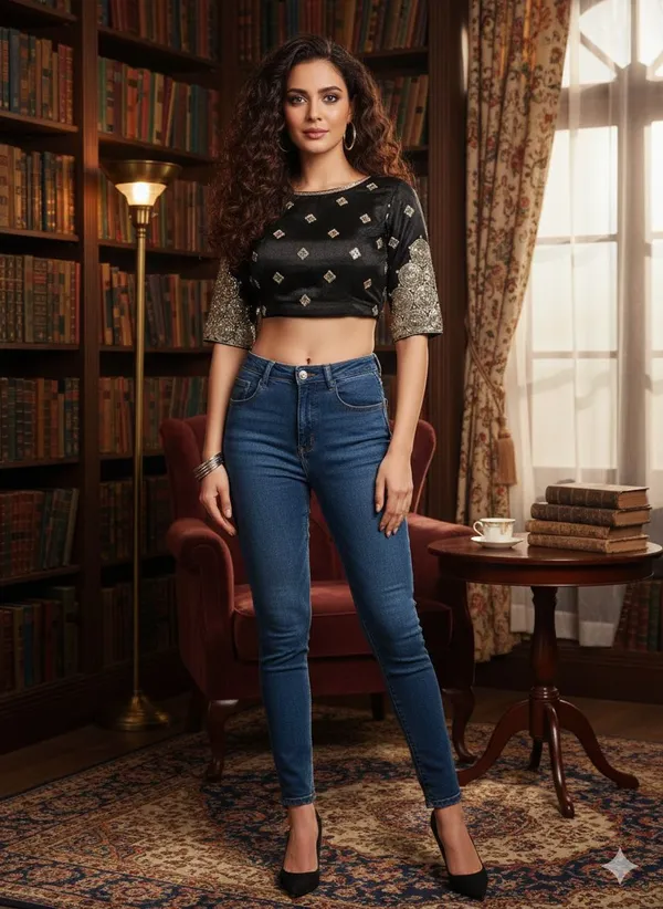 Black_Embroidery_Readymade_Blouse_For_Women