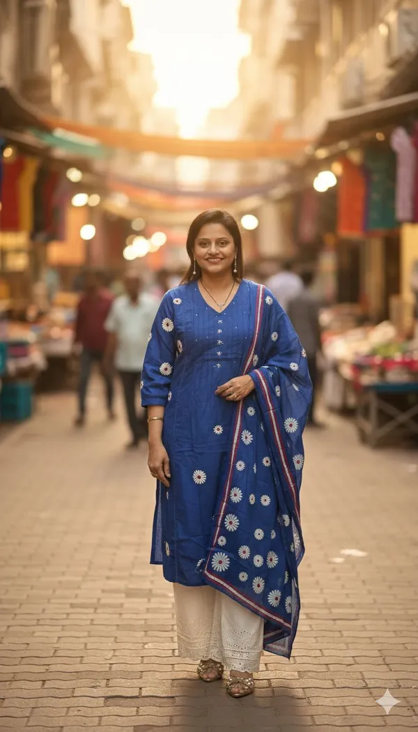 Blue_Cotton_Kurta_Set_For_Women