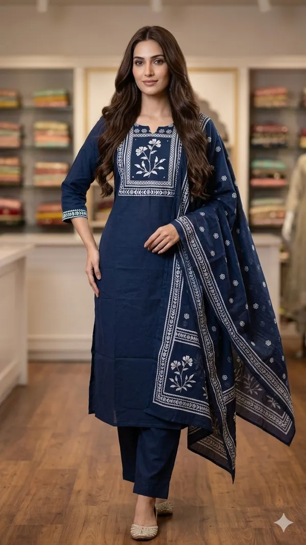 Blue_Cotton_Kurta_Set_