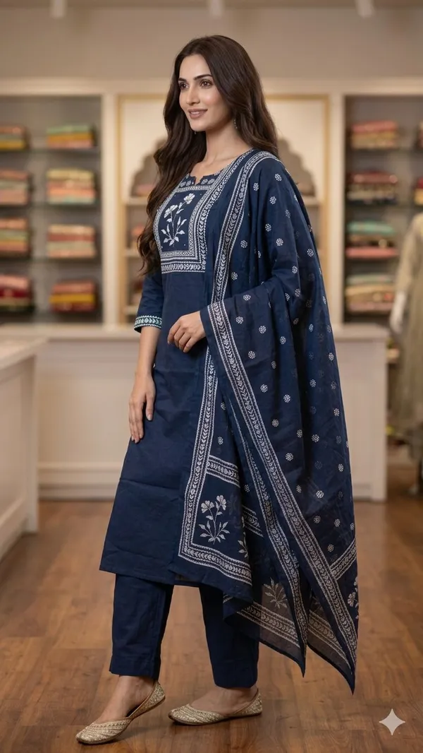 Blue_Cotton_Kurta_Set_