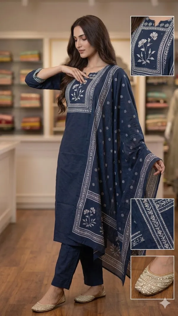 Blue_Cotton_Kurta_Set_
