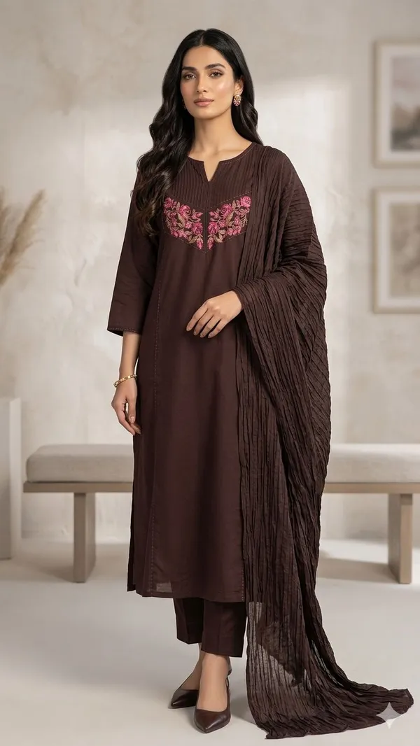 Coffe_Color_Embroidery_Cotton_Suit_