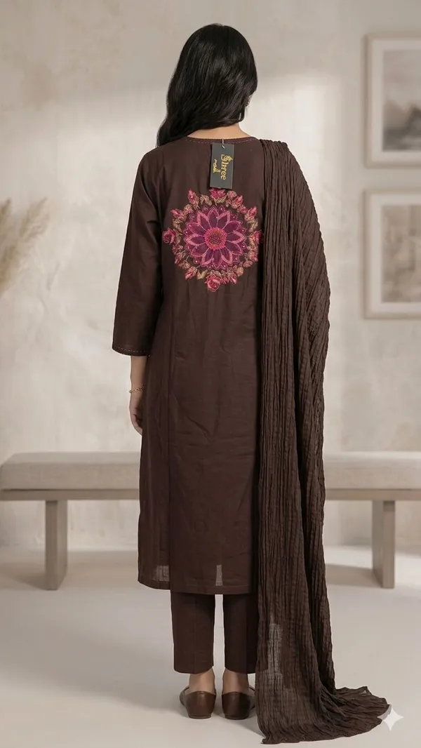 Coffe_Color_Embroidery_Cotton_Suit_
