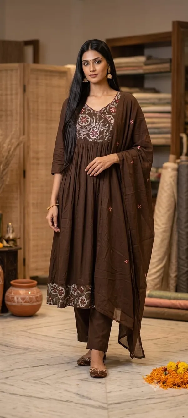 Coffee_Brown_Cotton_Anarkali_Dress
