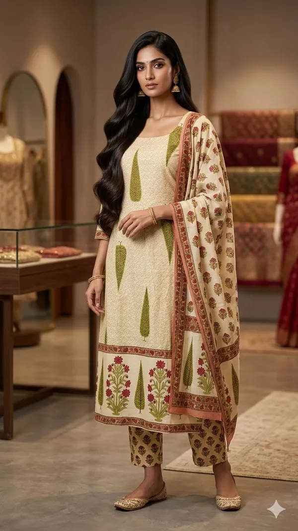 Dark_Cream_Cotton_Anarkali_Kurta_Set_