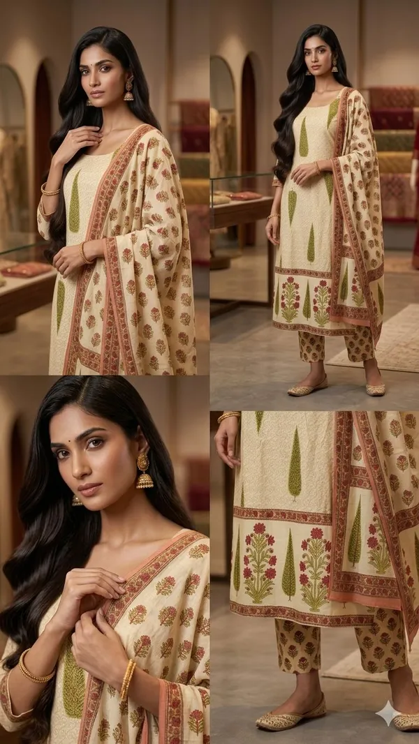 Dark_Cream_Cotton_Anarkali_Kurta_Set_