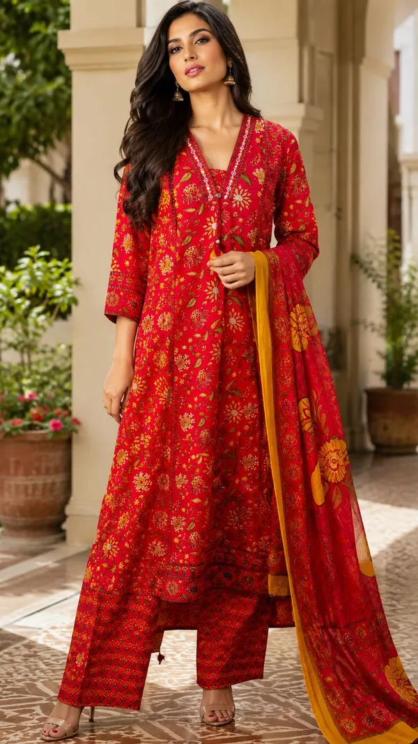 Dark_Pink__Printed_Anarkali_Pure_Cotton_Dress