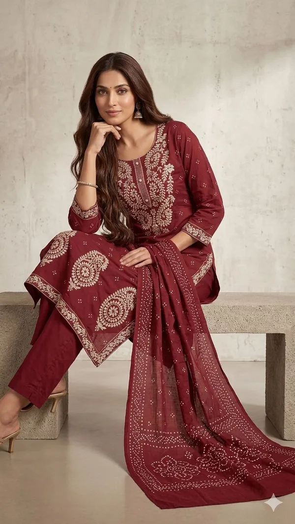 Maroon_Cotton_Kurta_Set_For_Women