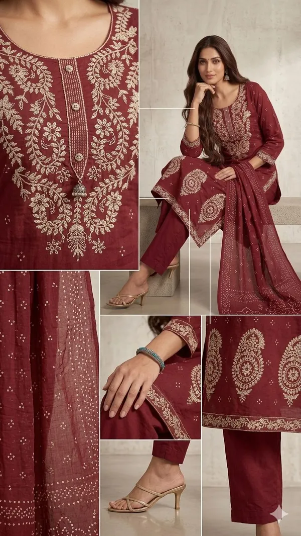 Maroon_Cotton_Kurta_Set_For_Women