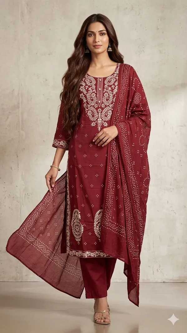 Maroon_Cotton_Kurta_Set_For_Women