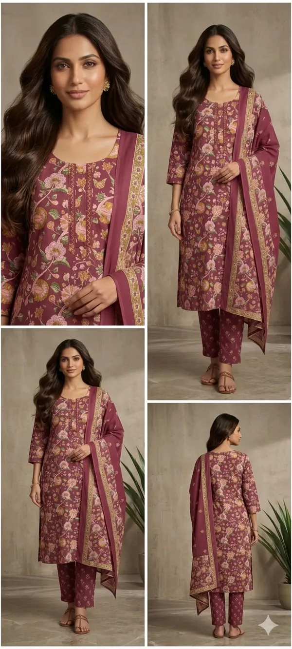 Maroon_Cotton_Kurta_Set_