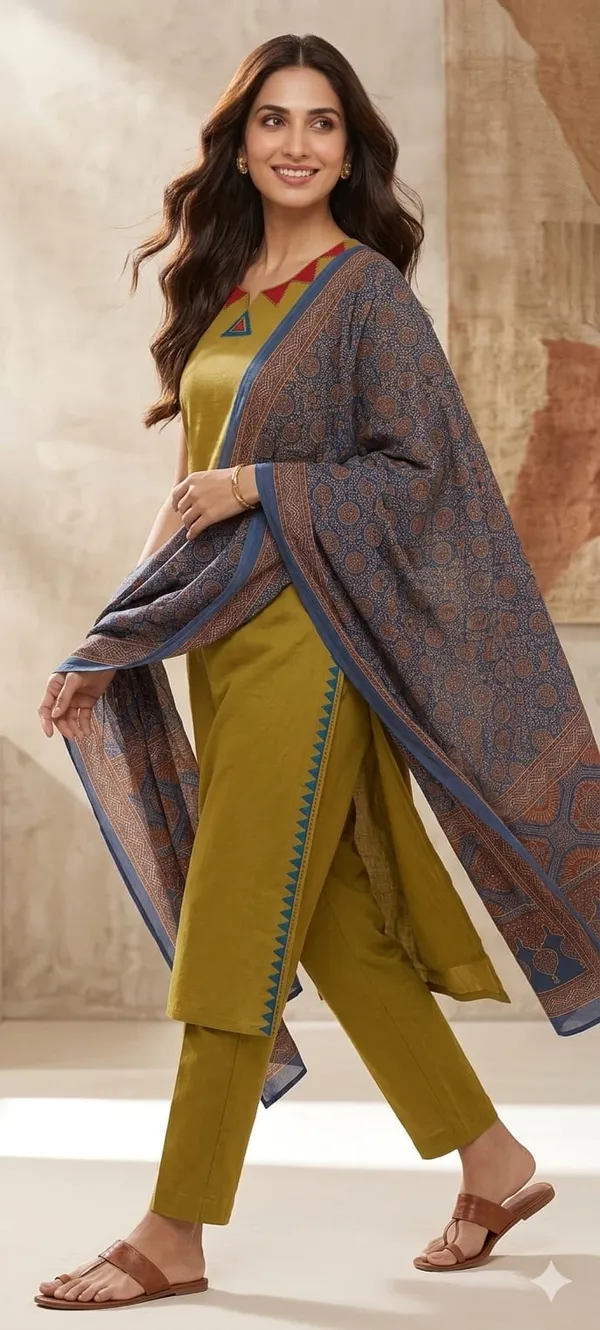 Mehndi_Cotton_Printed_Kurta_Set