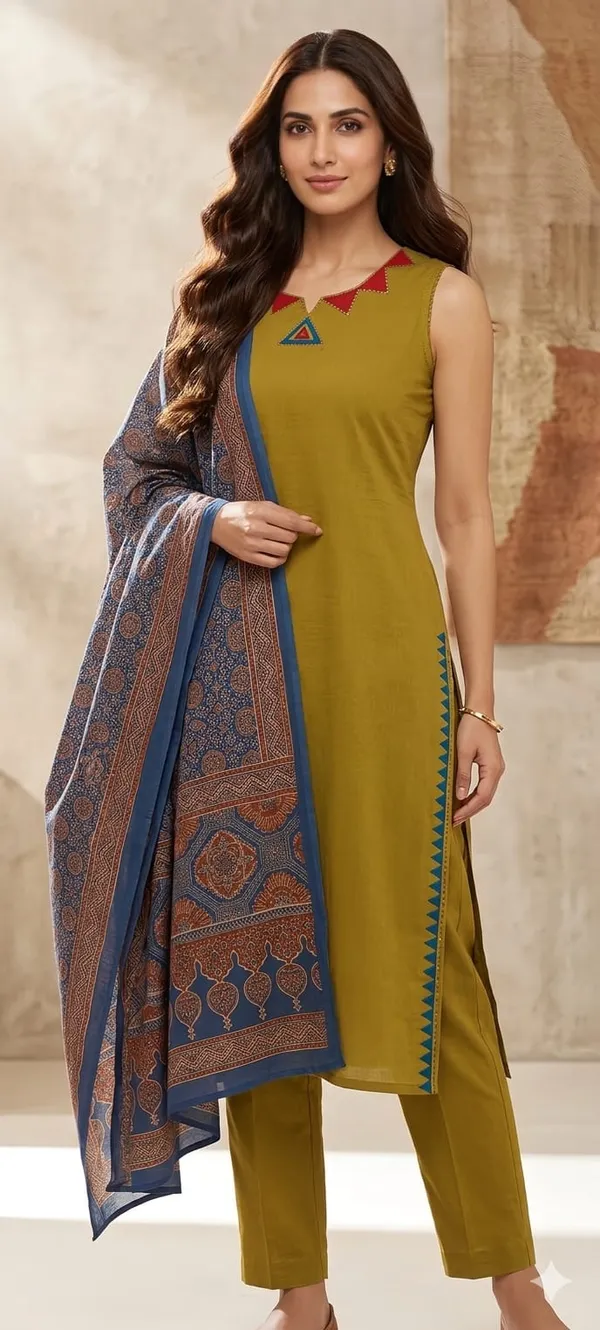 Mehndi_Cotton_Printed_Kurta_Set