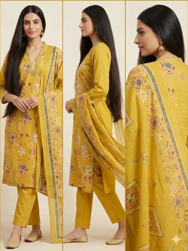 Mustard_Yellow_Cotton_Kurta_Set_